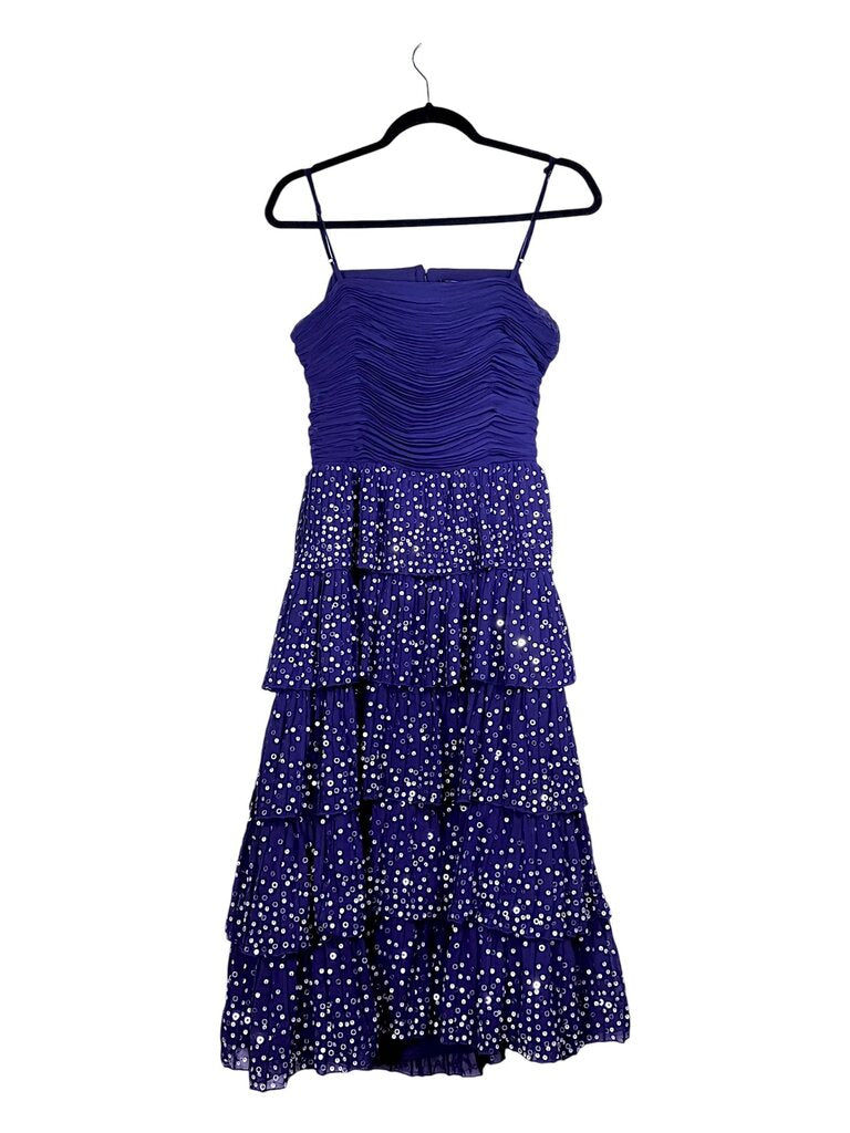 ASOS BACKLESS RUCHED BUST SEQUINNED TIERED DRESS