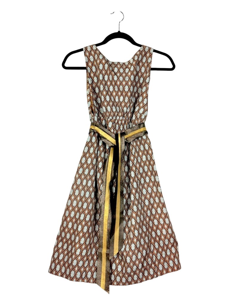 ROZAE NICHOLS SATIN PRINT DRESS WITH BELT