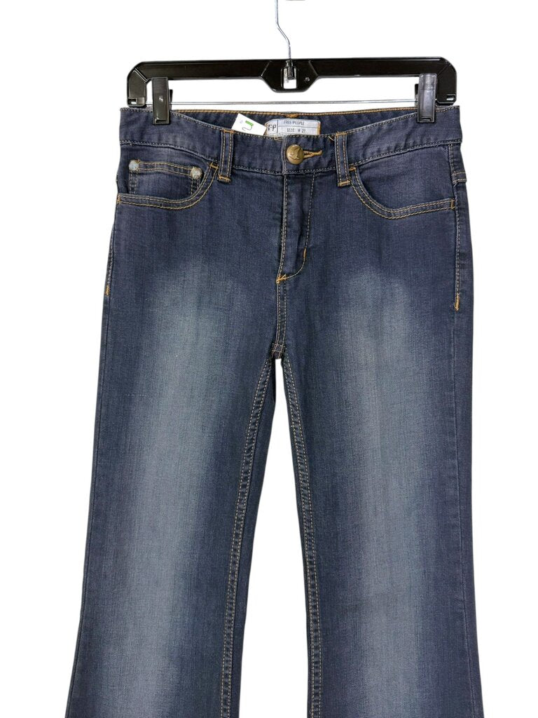 FREE PEOPLE DARK DENIM FLARED JEANS