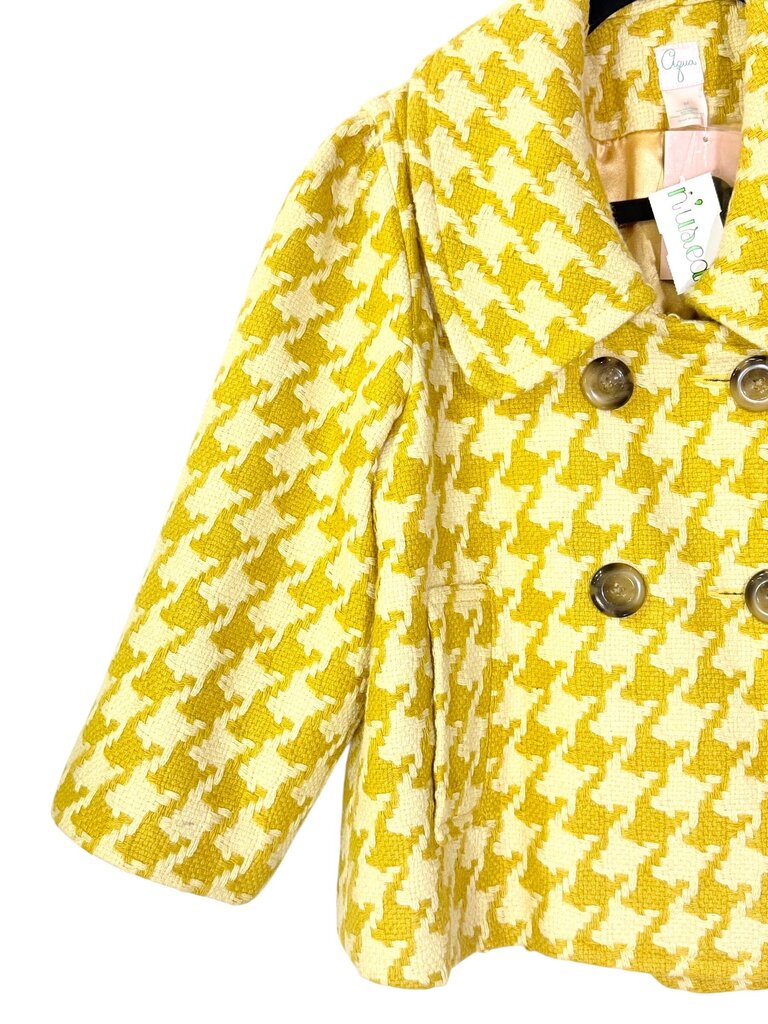 AQUA EXPLODED HOUNDSTOOTH DOUBLE BREAST CROP JACKET