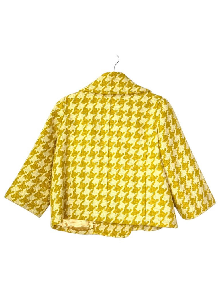 AQUA EXPLODED HOUNDSTOOTH DOUBLE BREAST CROP JACKET