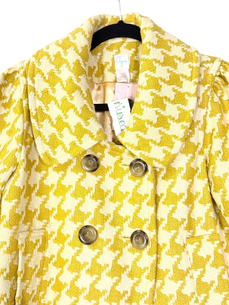 AQUA EXPLODED HOUNDSTOOTH DOUBLE BREAST CROP JACKET