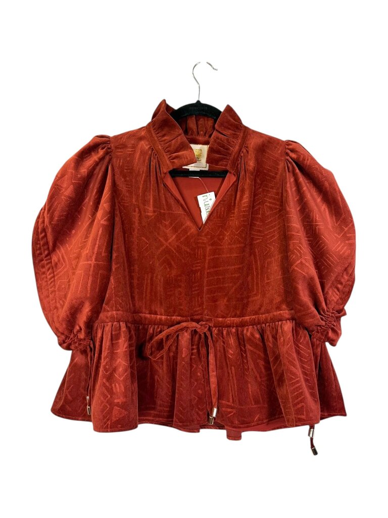 EMILY MCCARTHY TEXTURED VELOUR DRAWSTING WAIST TOP