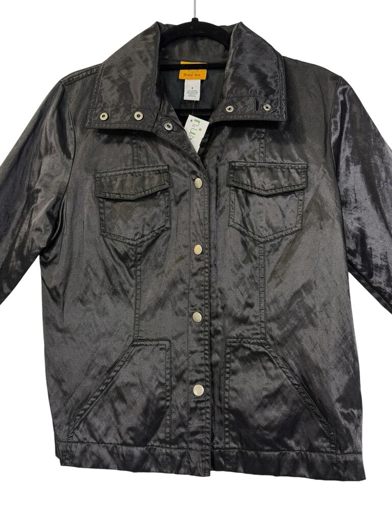RUBY RD, BRUSHED SATIN POP COLLAR JACKET