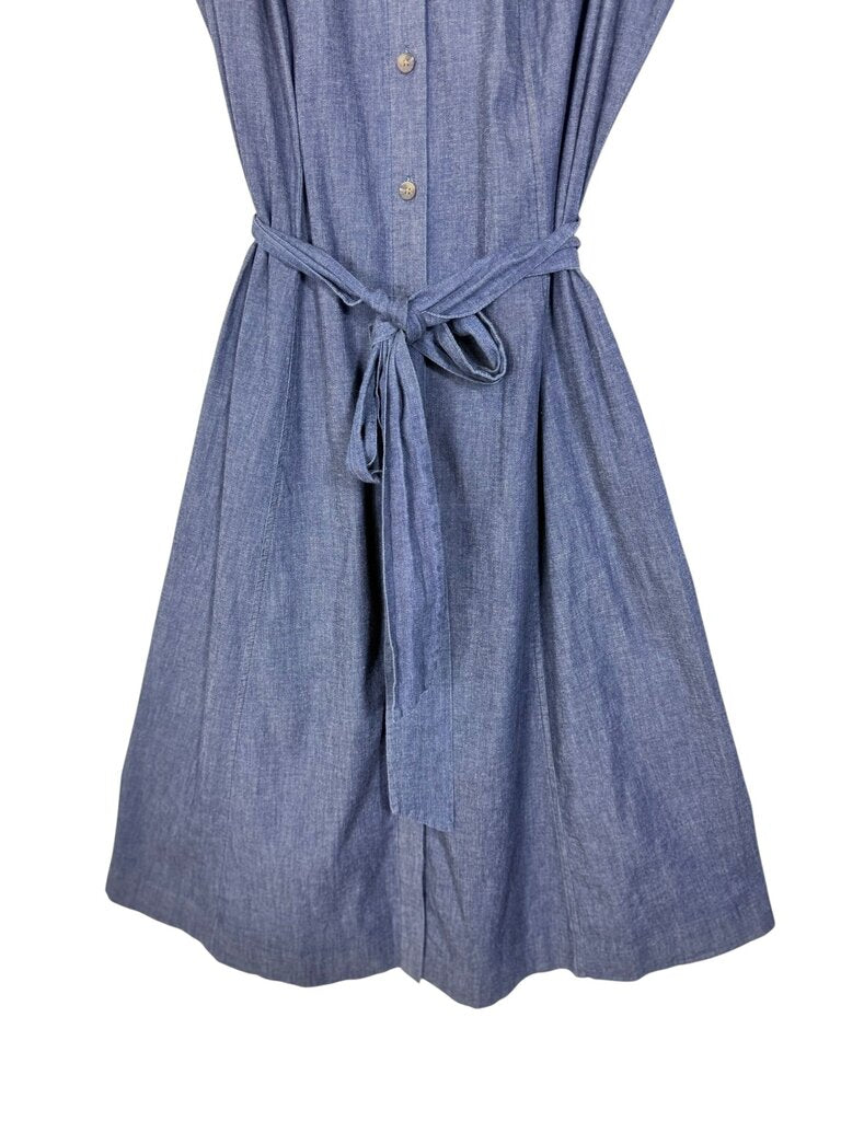 ANNE KLEIN CHAMBRAY SHIRT DRESS WITH TIE BELT