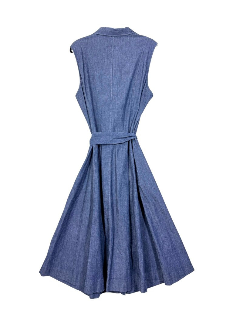 ANNE KLEIN CHAMBRAY SHIRT DRESS WITH TIE BELT