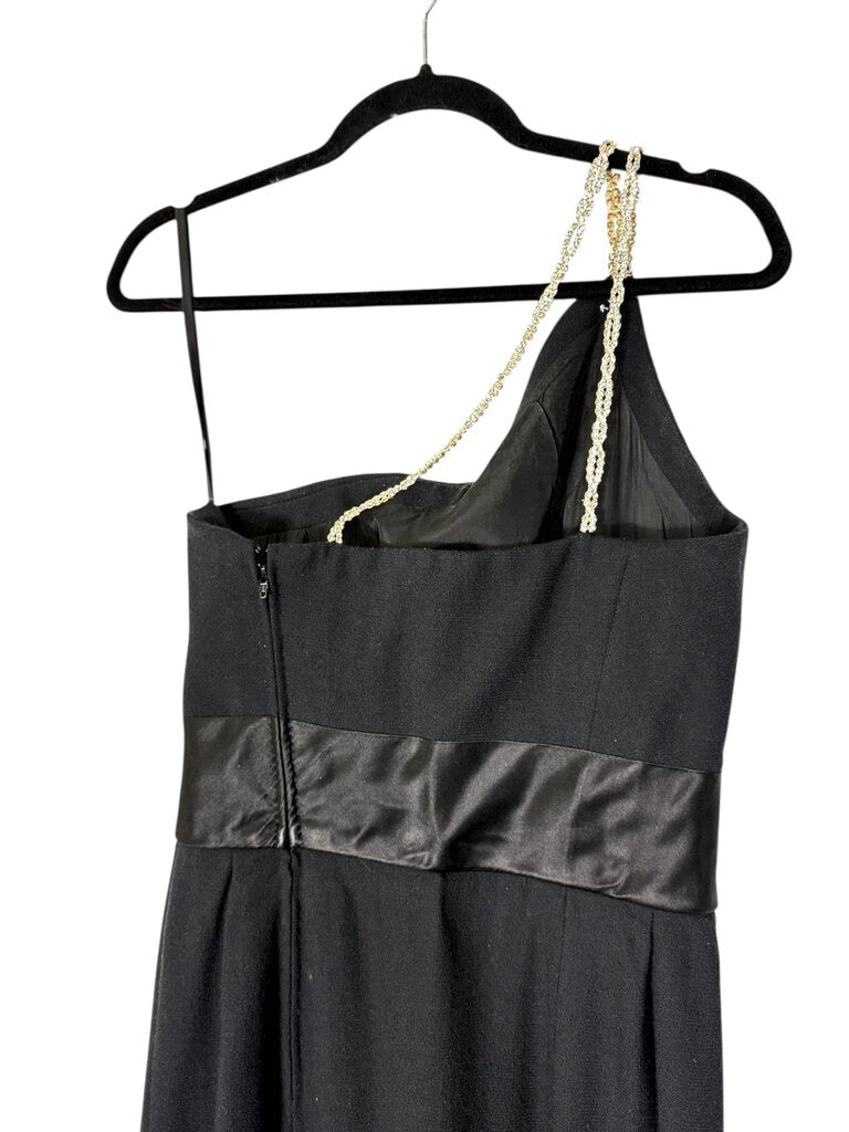 CAROLYNE ROEHM ONE SHOULDER RHINSTONE STRAP EVENING GOWN