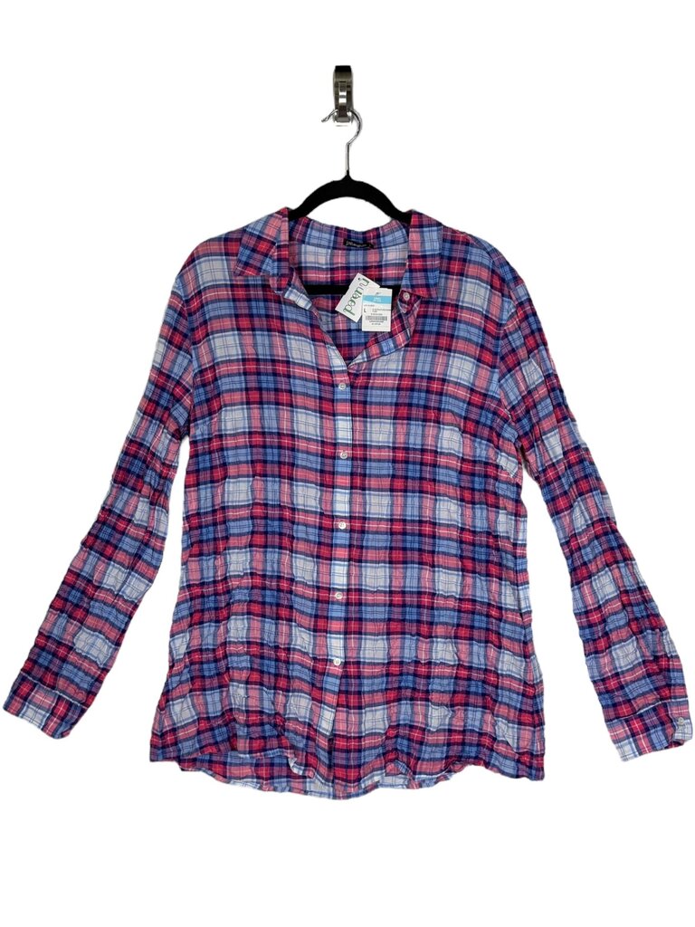 J.MCLAUGHLIN CRINKLE PLAID BUTTON DOWN SHIRT
