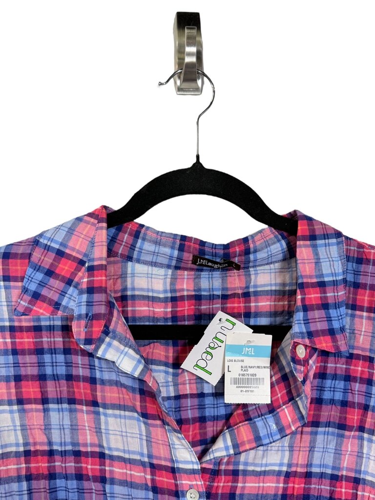 J.MCLAUGHLIN CRINKLE PLAID BUTTON DOWN SHIRT