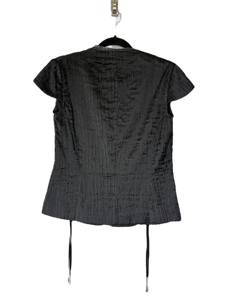 CLASS ROBERTO CAVALLI VINTAGE SILK PLEAT TOP LEATHER TRIM