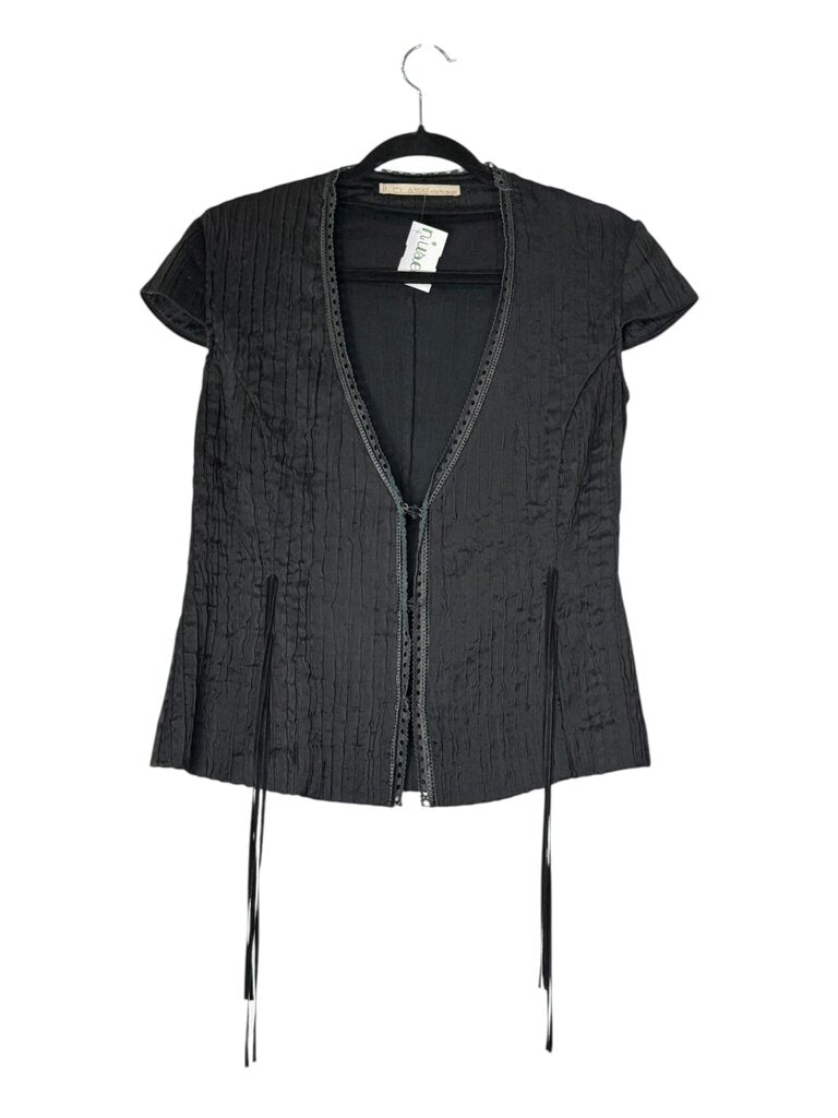 CLASS ROBERTO CAVALLI VINTAGE SILK PLEAT TOP LEATHER TRIM