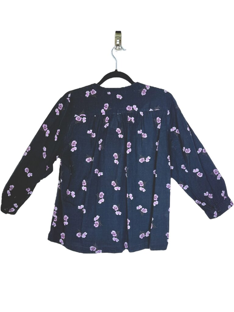 MADEWELL FLORAL COLLARLESS BLOUSE