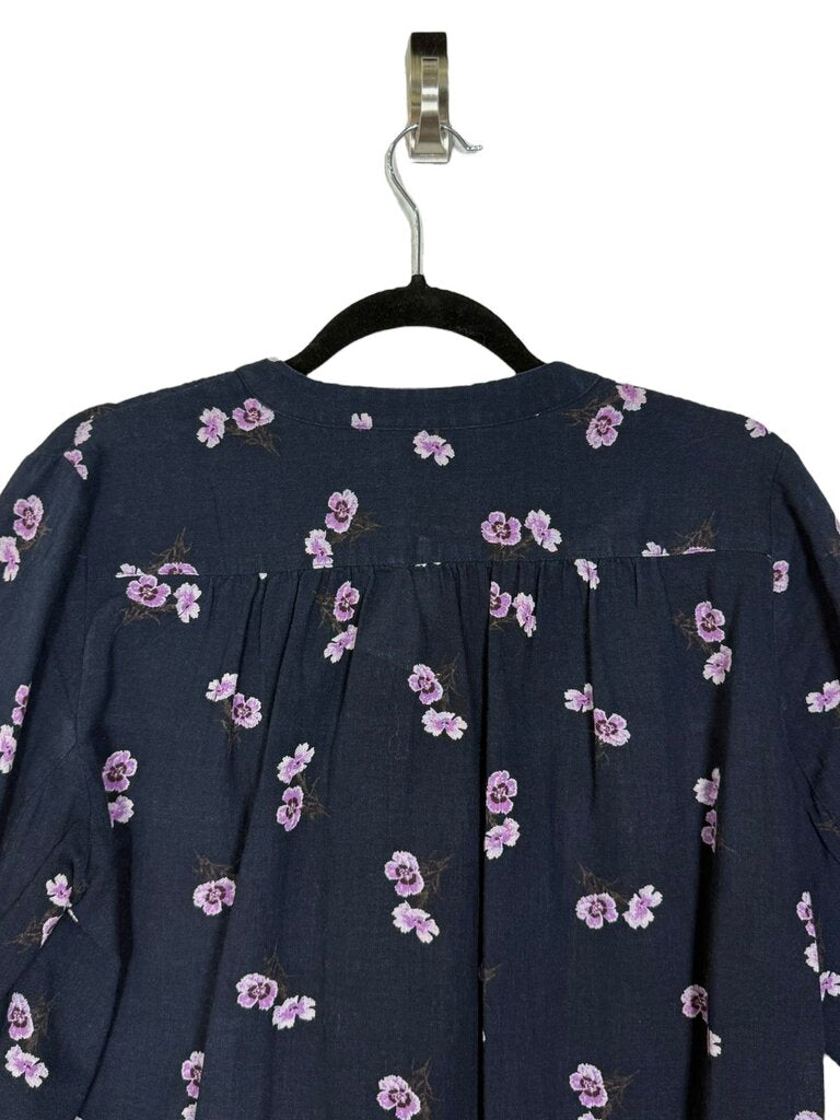 MADEWELL FLORAL COLLARLESS BLOUSE