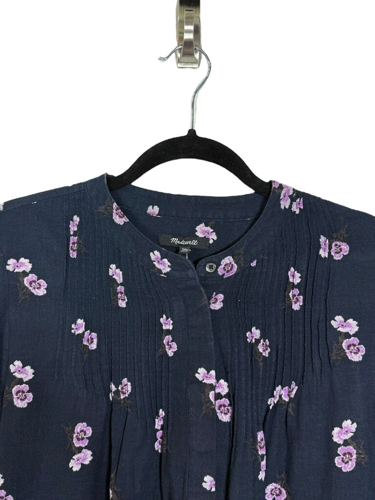 MADEWELL FLORAL COLLARLESS BLOUSE