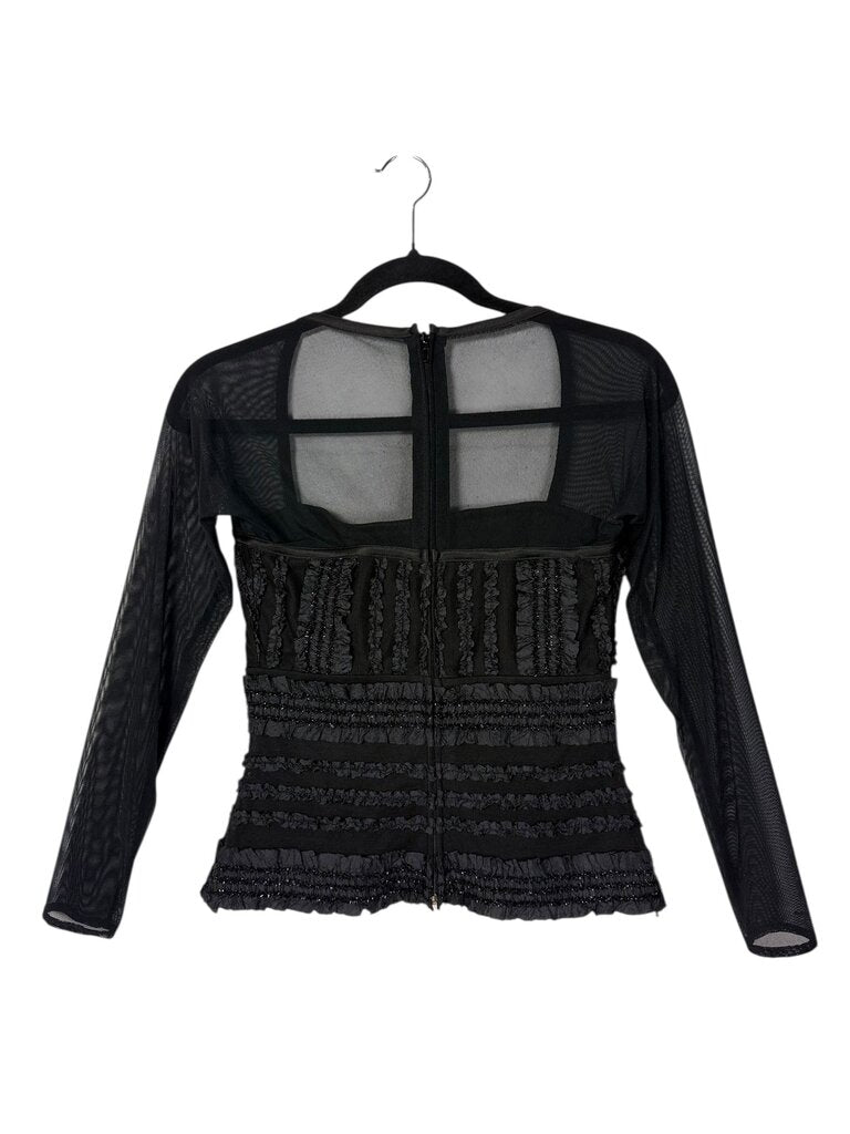 TADASHI MESH RUFFLE BLOUSE