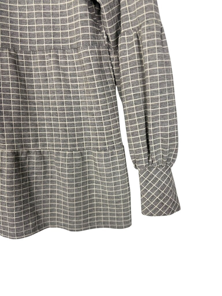 BLUE TASSEL WINDOWPANE BLOUSE