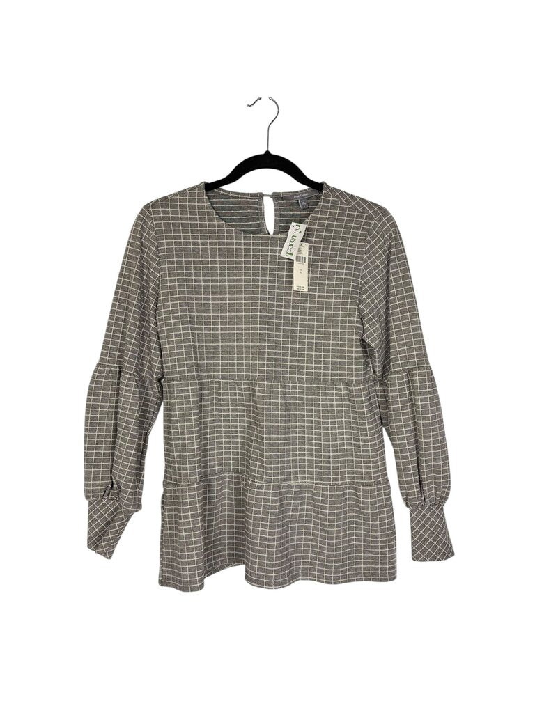 BLUE TASSEL WINDOWPANE BLOUSE