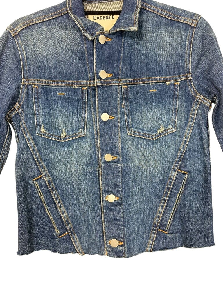 L'AGENCE DISTRESSED DENIM JACKET