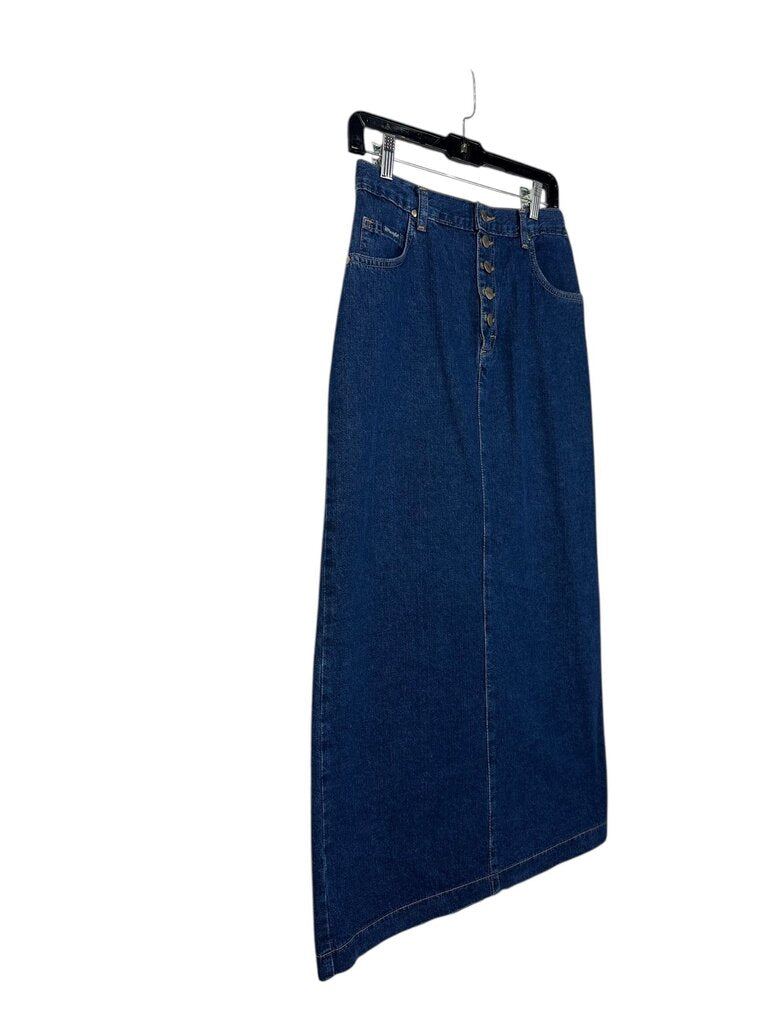 WRANGLER BUTTON FLY DENIM MIDI SKIRT