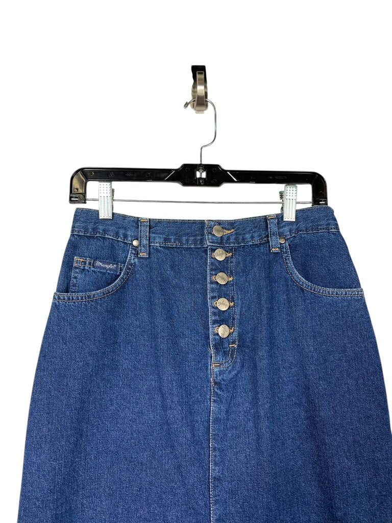WRANGLER BUTTON FLY DENIM MIDI SKIRT