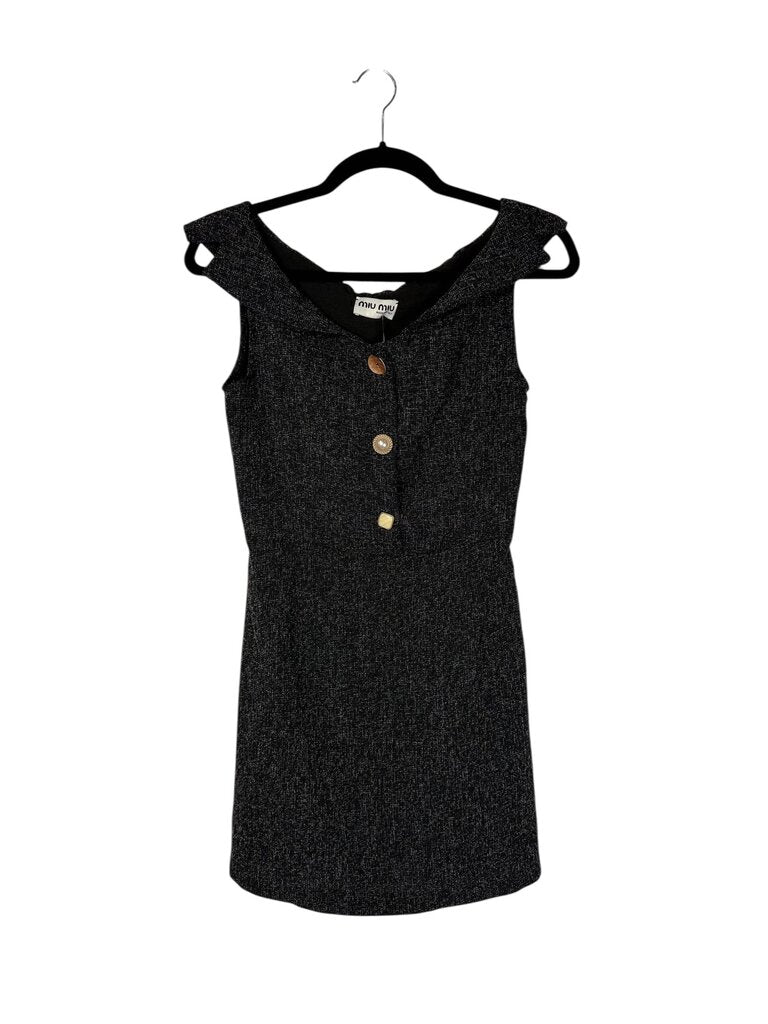 MIU MIU BUTTON TWEED DRESS