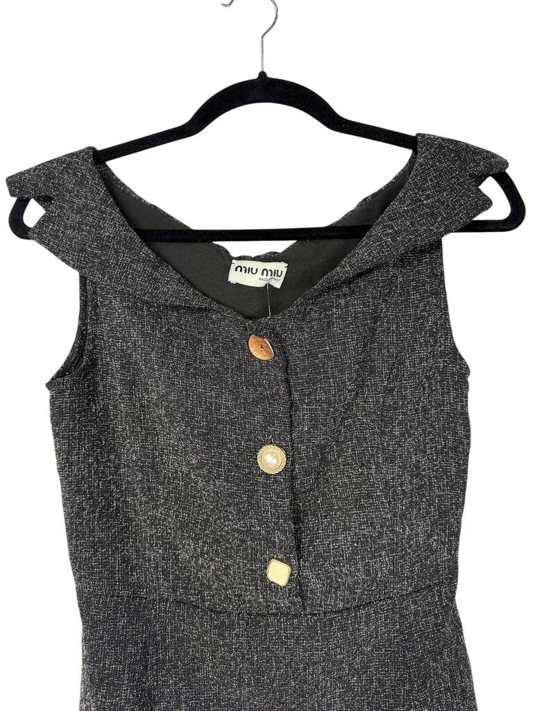 MIU MIU BUTTON TWEED DRESS