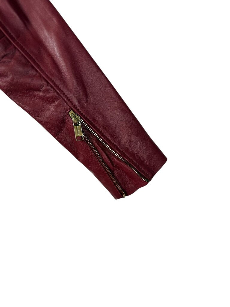 MICHAEL KORS RED LEATHER MOTO JACKET
