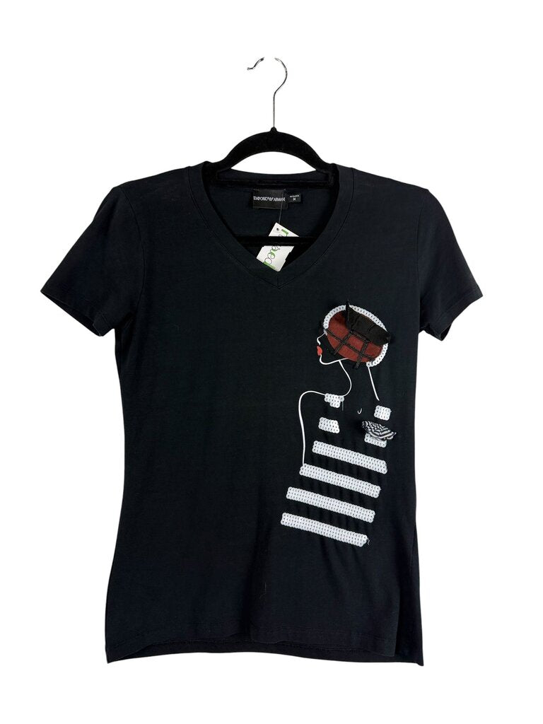EMPORIO ARMANI SEQUIN LADY MOTIF TEE SHIRT