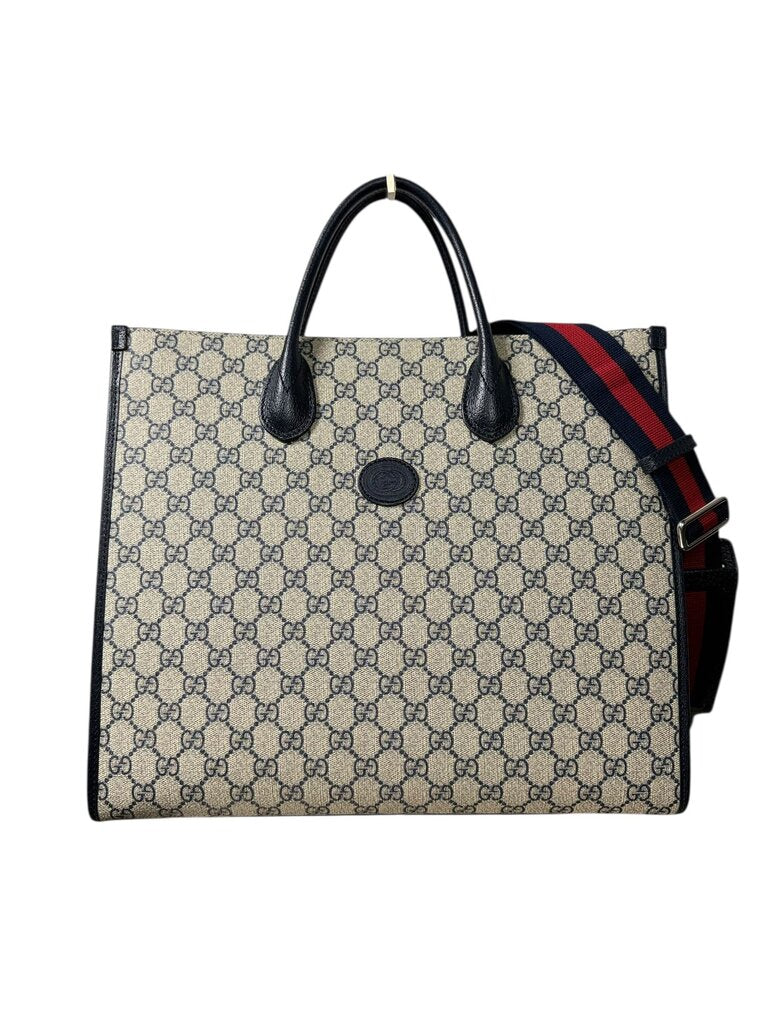 GUCCI INTERLOCK LOGO CANVAS TOTE