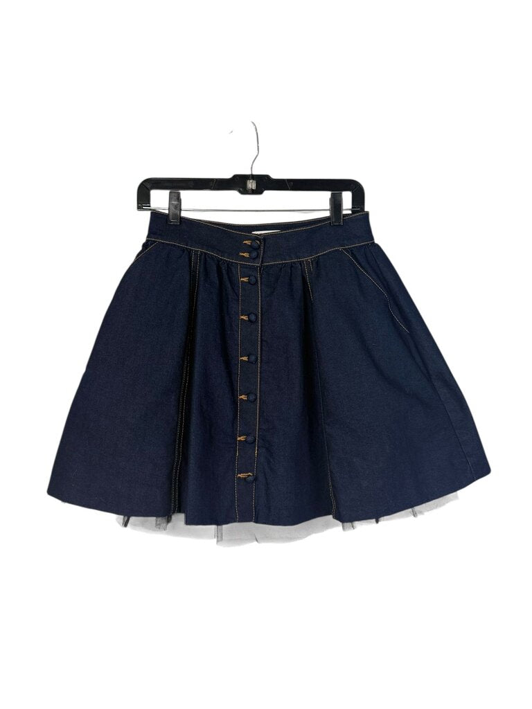 RED VALENTINO DENIM TULLE MINI SKIRT