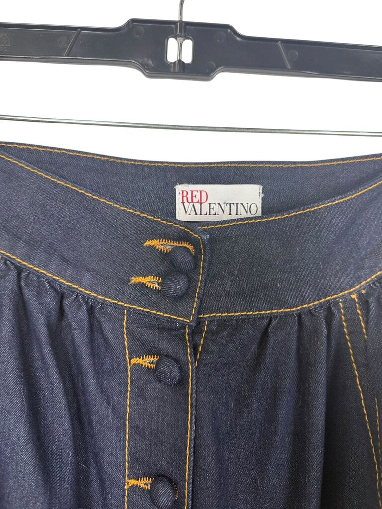 RED VALENTINO DENIM TULLE MINI SKIRT