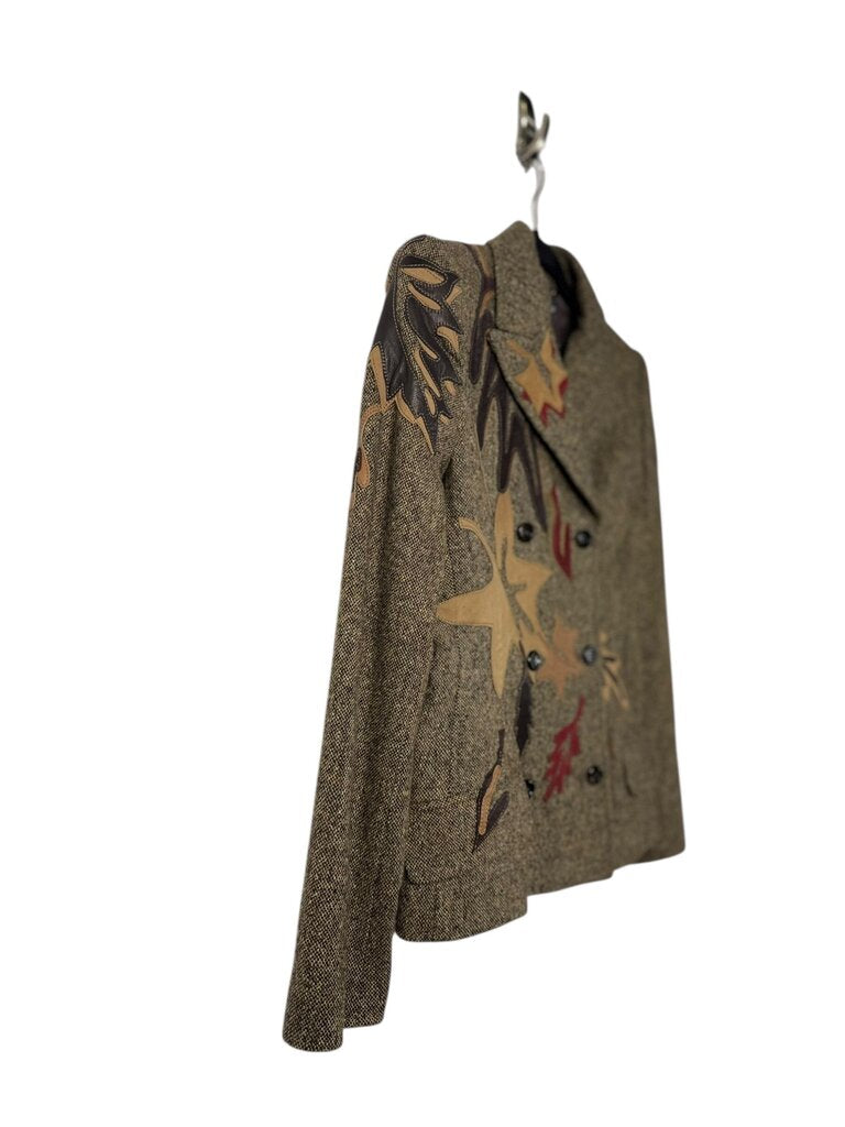 DOLCE & GABBANA SUEDE/LEATHER LEAF BLAZER