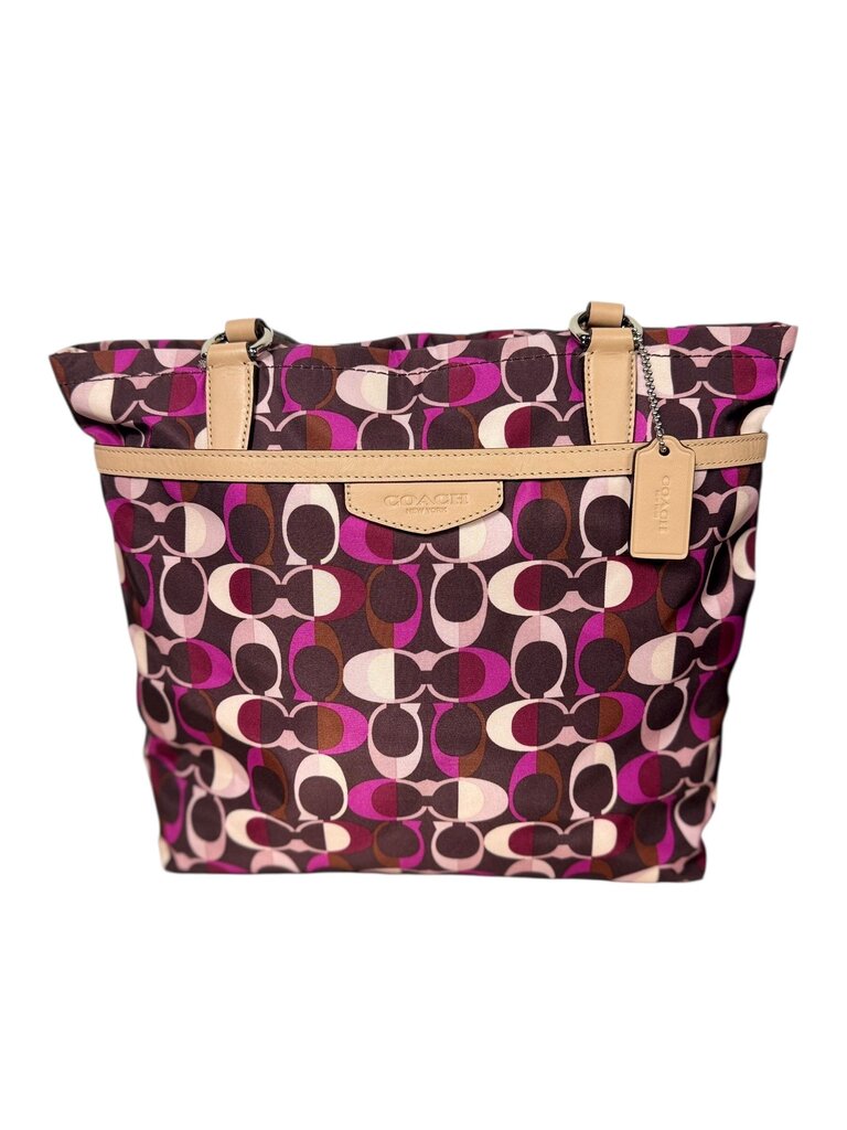 COACH NYLON LOGO PRINT TOTE