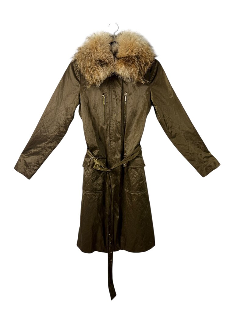 MICHAEL KORS COYOTE FUR TRIM COAT
