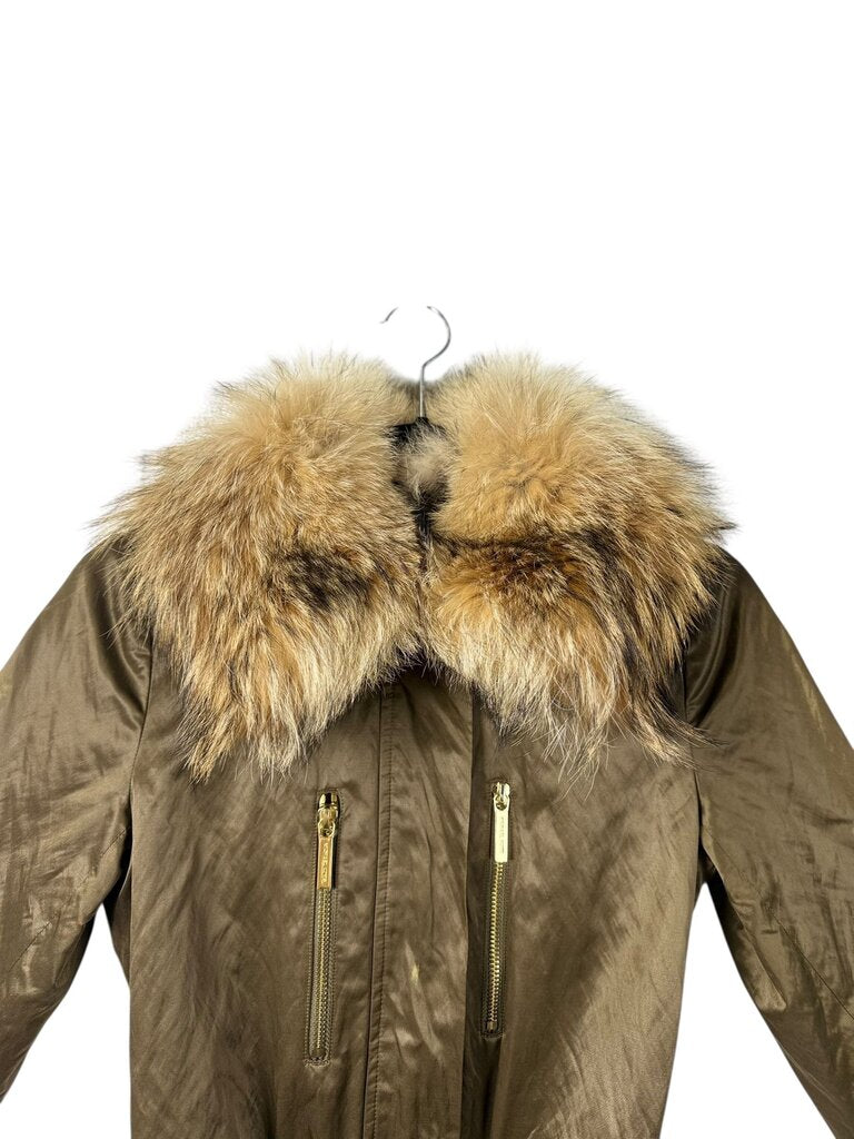 MICHAEL KORS COYOTE FUR TRIM COAT