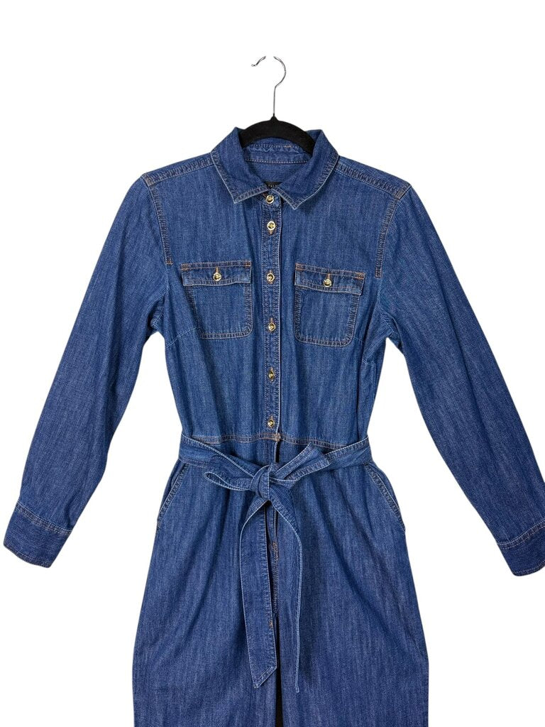 TALBOTS DENIM BELTED JUMPSUIT