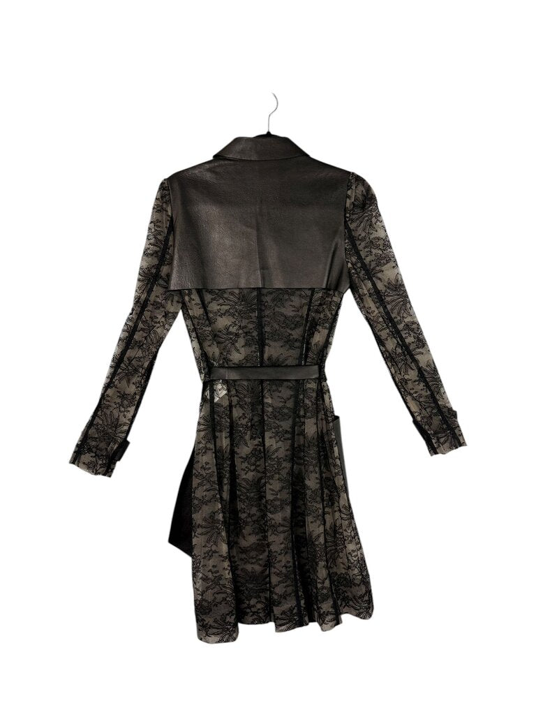 VALENTINO LACE & LEATHER TRENCH COAT