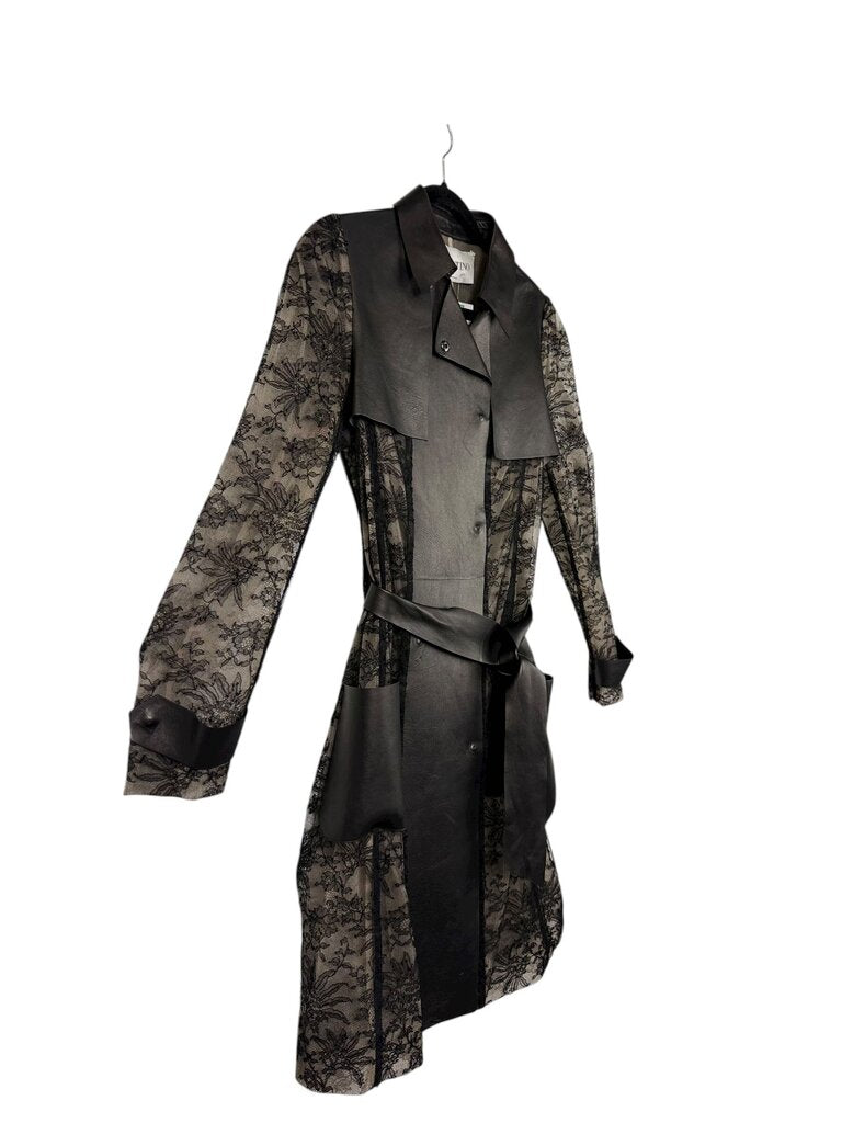 VALENTINO LACE & LEATHER TRENCH COAT