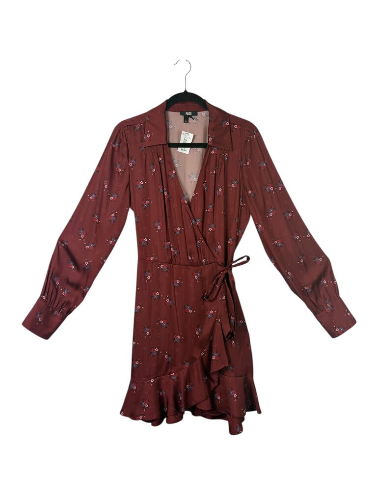 PAIGE SATIN FLORAL WRAP DRESS