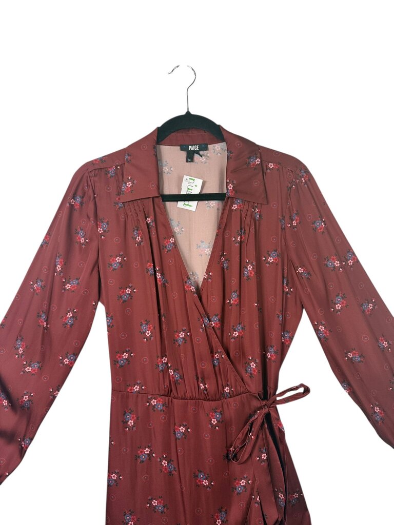 PAIGE SATIN FLORAL WRAP DRESS