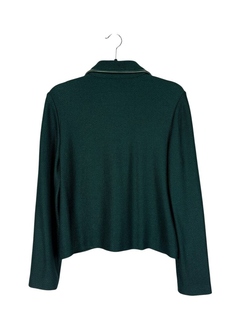 ST. JOHN COLLECTION LEATHER TRIM ZIP UP