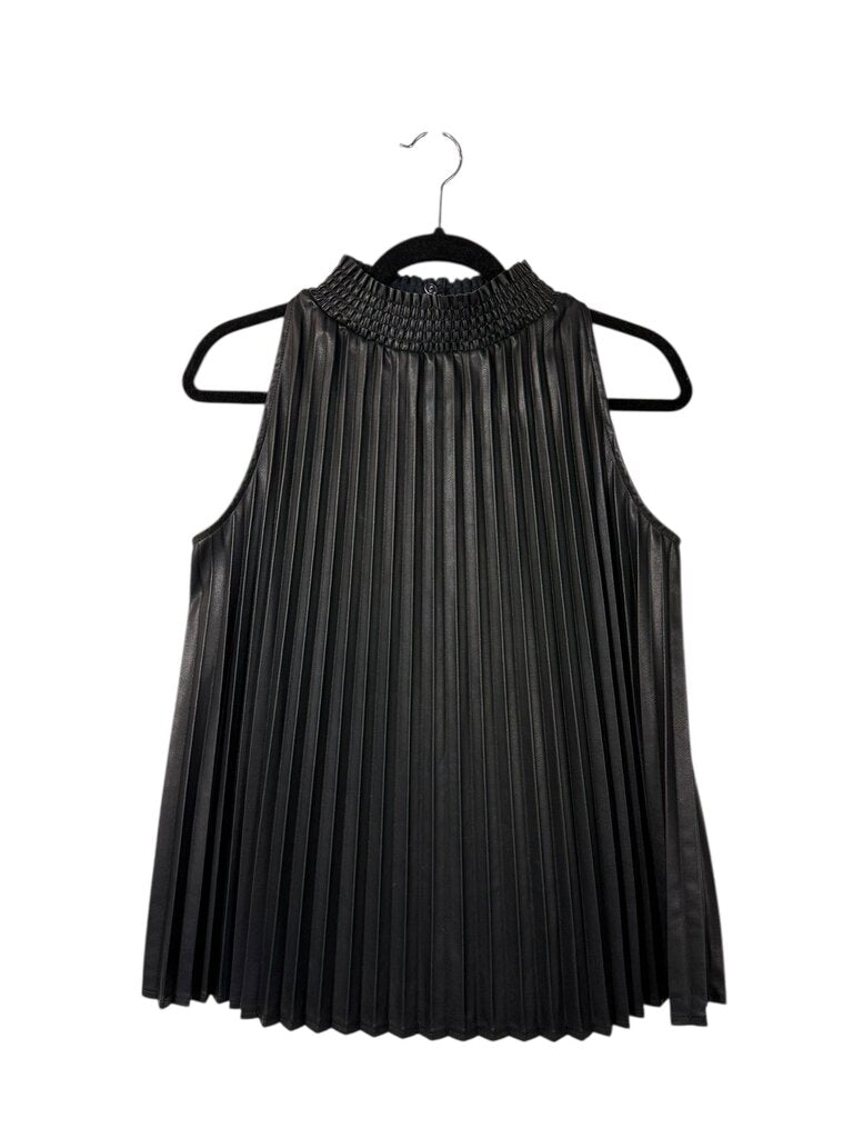 THML PLEATED PLEATHER BLOUSE
