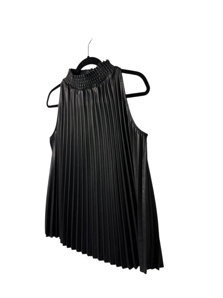 THML PLEATED PLEATHER BLOUSE