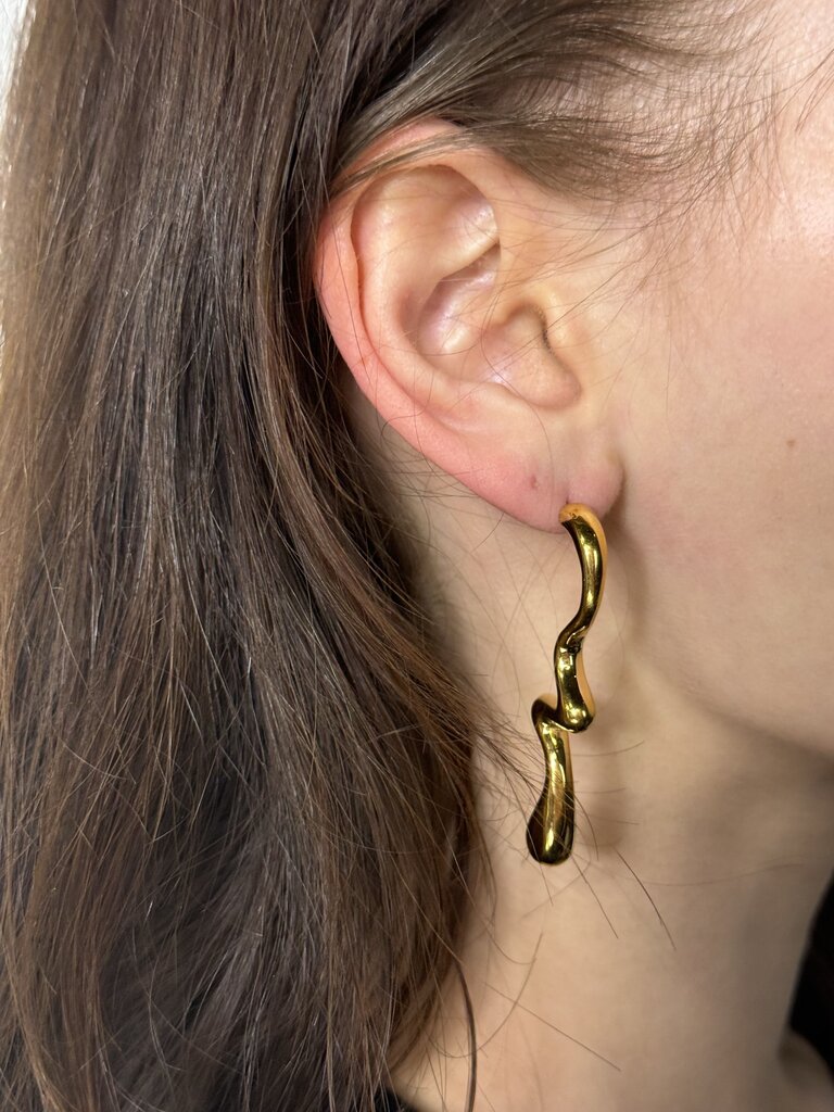 ABSTRACT WAVY DROP POST EARRING
