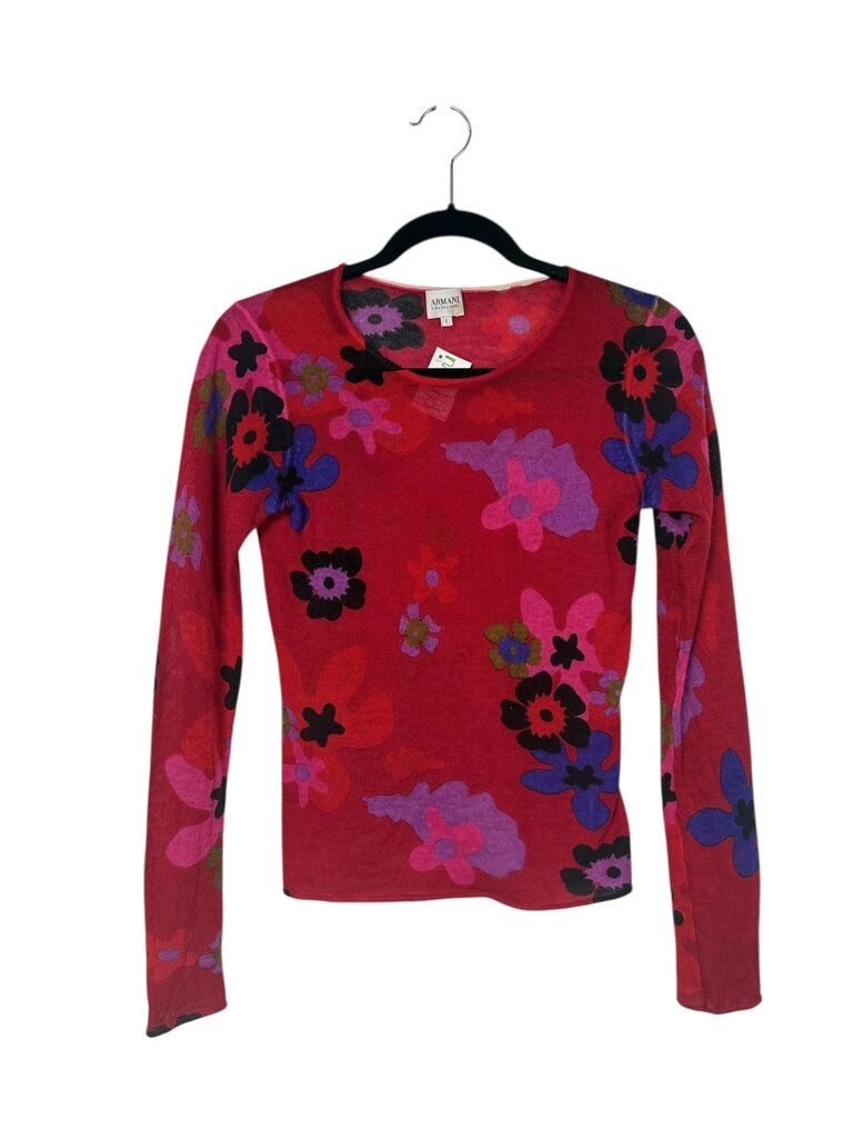 ARMANI COLLEZIONI FLORAL CASHMERE SWEATER
