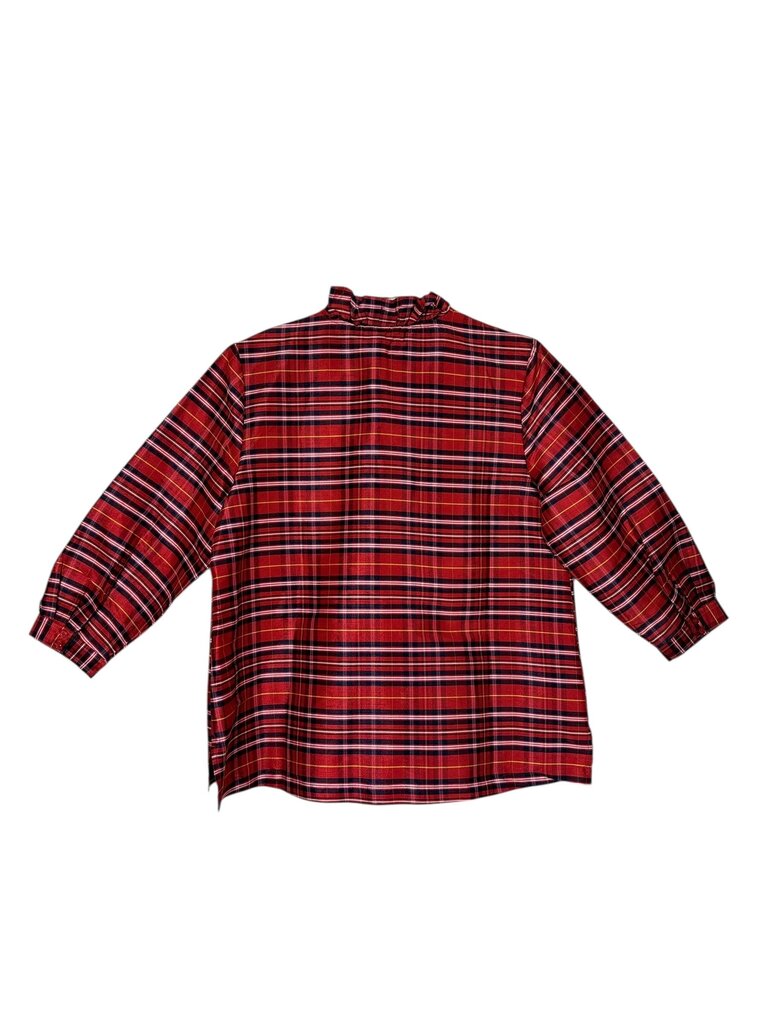 CROWN & IVY PLAID RUFFLE BLOUSE