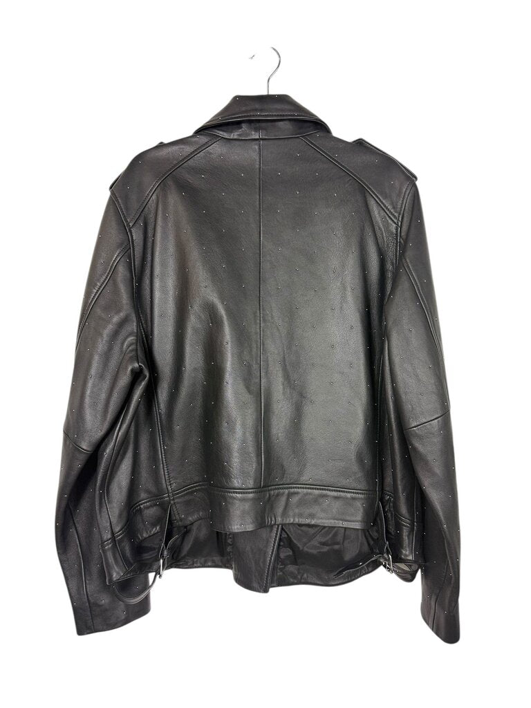 LUCKEY BRAND LEATHER STUDDED MOTO JACKET