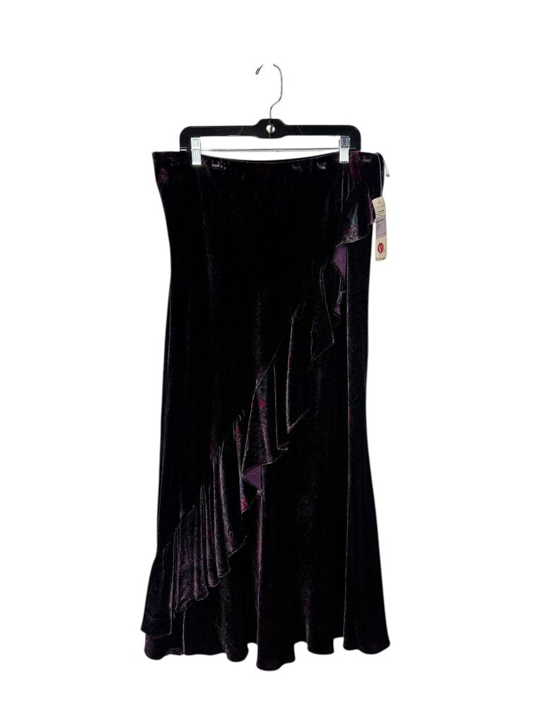 LAUREN RALPH LAUREN VELVET RUFFLE MAXI SKIRT