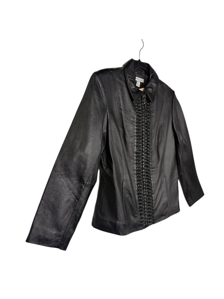 COLDWATER CREEK PLEATED LEATHER JACKET