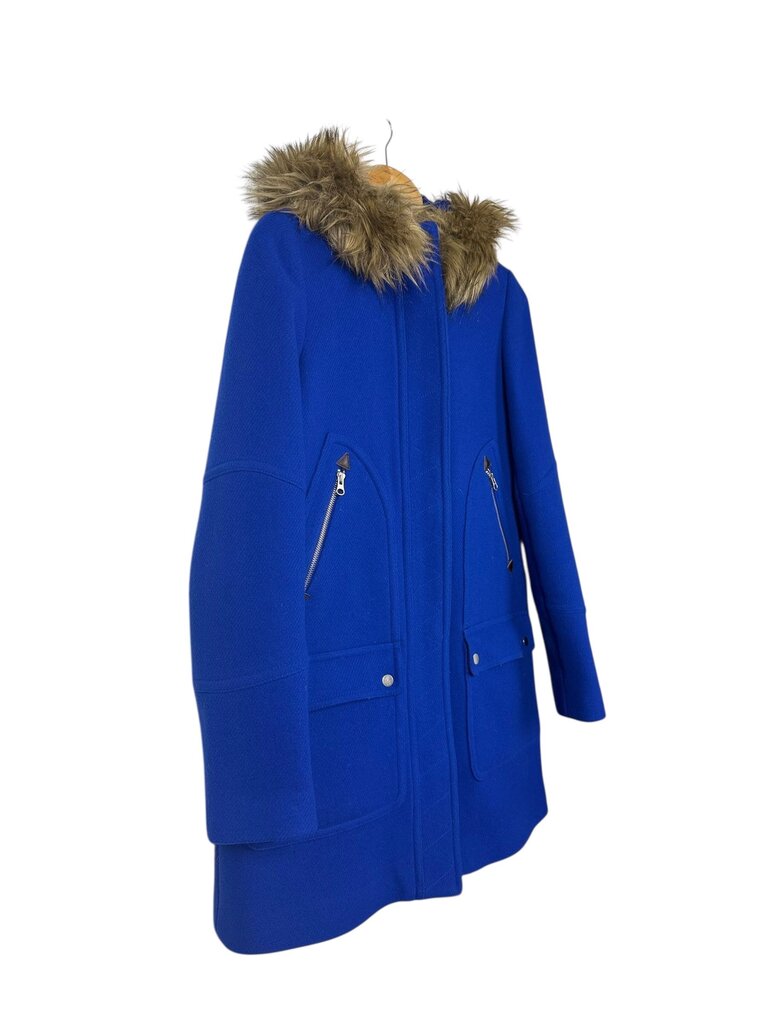 J. CREW FAUX FUR TRIM STADIUM COAT